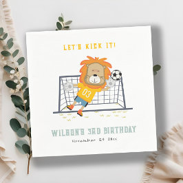 Laten Kick Lion Doelman Voetbal Kinderen Verjaarda Servet