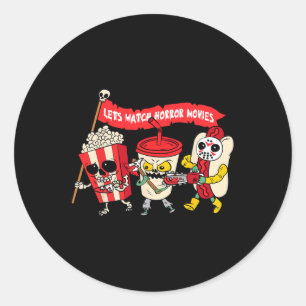 Laten kijken Horror Films Grappig Halloween kostuu Ronde Sticker