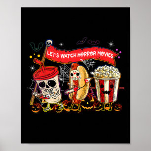 Laten kijken Horror Films Halloween Fun Ghost Skel Poster