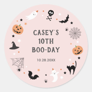 Laten krijgen griezelige verjaardag Halloween Pink Ronde Sticker