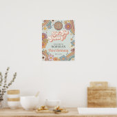 Laten krijgen Groovy Floral Verjaardag Retro Welko Poster (Keuken)