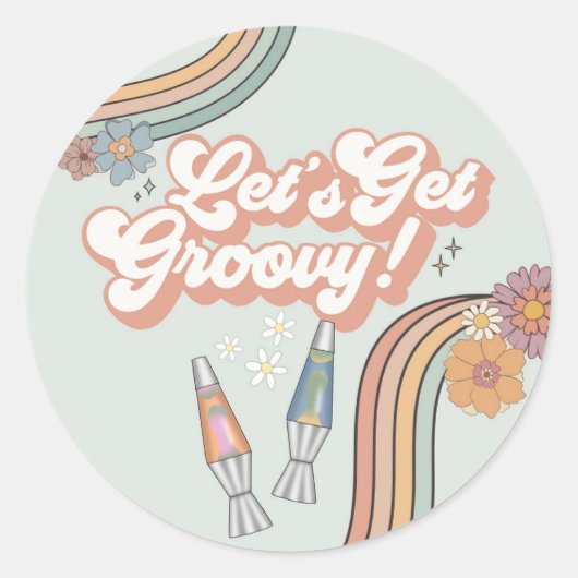 Laten krijgen groovy verjaardagsfeestje dessert gu ronde sticker (Voorkant)