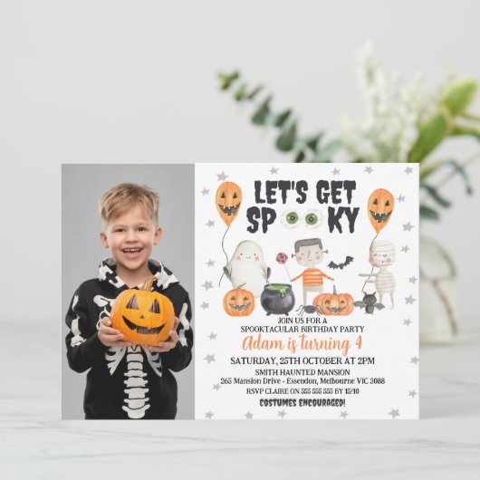 Laten krijgen Spooky Boys Foto Halloween Verjaarda Kaart (Staand voorkant)