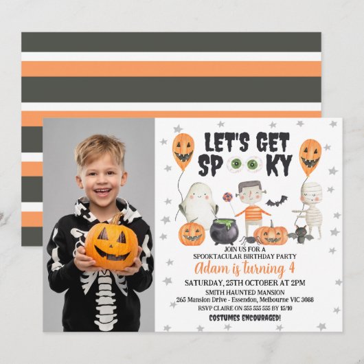 Laten krijgen Spooky Boys Foto Halloween Verjaarda Kaart (Voorkant / Achterkant)