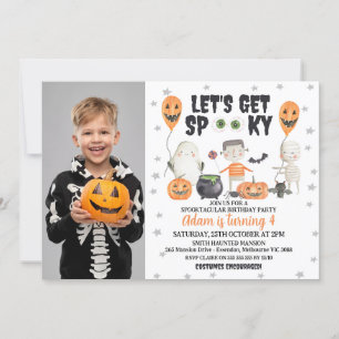 Laten krijgen Spooky Boys Foto Halloween Verjaarda Kaart