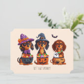Laten krijgen Spooky teckel honden Halloween Kaart (Staand voorkant)