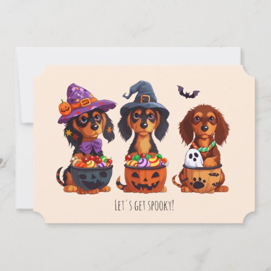 Laten krijgen Spooky teckel honden Halloween Kaart (Voorkant)