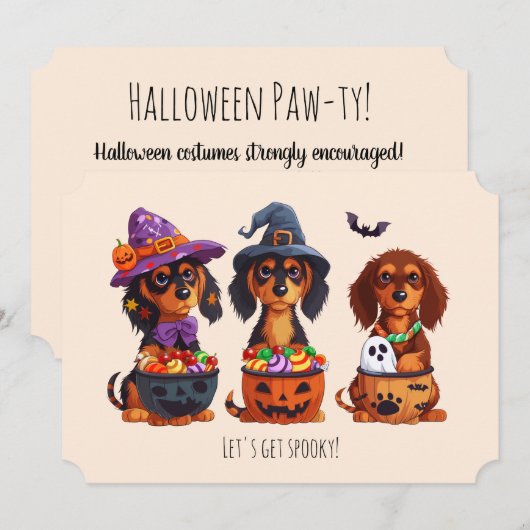 Laten krijgen Spooky teckel honden Halloween Kaart (Voorkant / Achterkant)