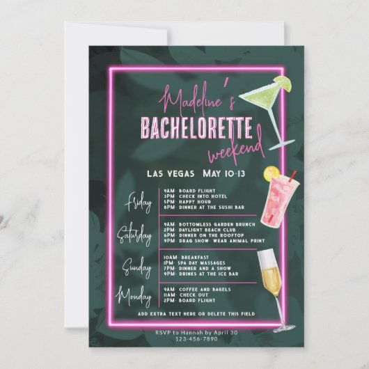 Laten krijgen wild zebra luipaard neon roze bachel kaart (Voorkant)