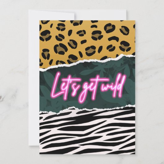 Laten krijgen wild zebra luipaard neon roze bachel kaart (Achterkant)