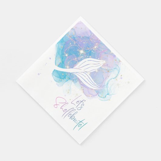 Laten Shellebrate Zeemeermin Staart Waterverf Verj Servet (Hoek)