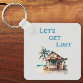 Laten verdwalen tropische eiland strand bar reizen sleutelhanger (Voorkant)