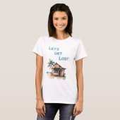 Laten verdwalen tropische eiland strand bar reizen t-shirt (Voorkant volledig)