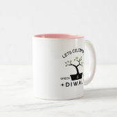 Laten vieren groen & schoon Diwali Tweekleurige Koffiemok (Voorkant rechts)