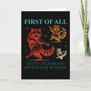 Laten we 100 dagen school vieren Schattige wasbeer Kaart