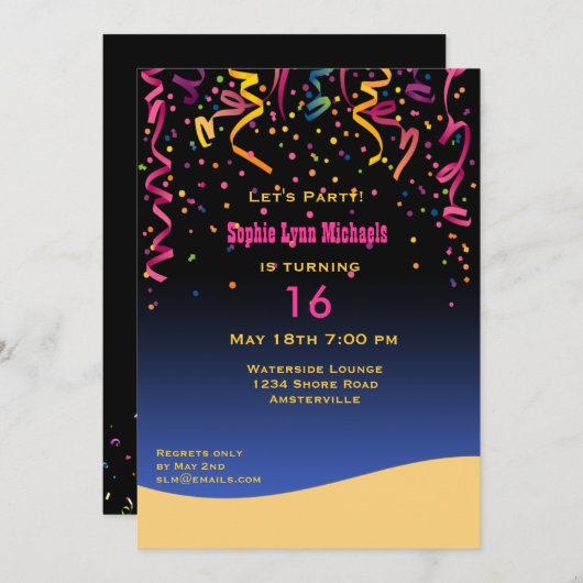 Laten we 16-jarige uitnodiging vieren (Voorkant / Achterkant)