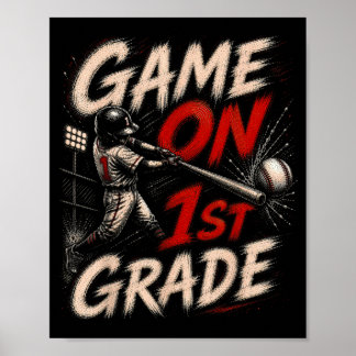 Laten we 1e klas honkbalshirt terug naar school sp poster