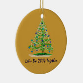Laten we 2014 samen kerstboom maken keramisch ornament (Rechts)