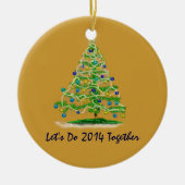 Laten we 2014 samen kerstboom maken keramisch ornament (Voorkant)