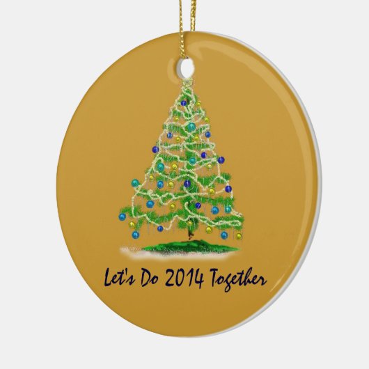 Laten we 2014 samen kerstboom maken keramisch ornament (Links)