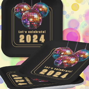 Laten we 2024 vieren papieren bordje