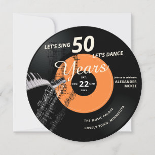 Laten we 50 piano vintage platen dansen verjaardag kaart