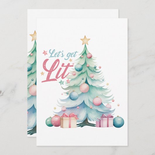 Laten we aangestoken kerst uitnodiging (Voorkant / Achterkant)