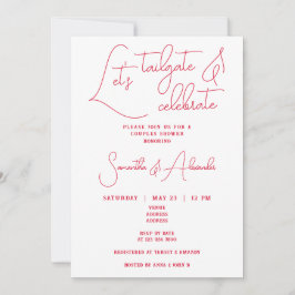 Laten we achterklep en vieren bruiloft paar douche kaart