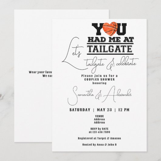 Laten we achterklep & vieren bruidspaar douche kaart (Voorkant / Achterkant)