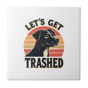 Laten we afval verzamelen Vintage Hond Grafisch Re Tegeltje