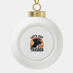 Laten we afval verzamelen Vintage honden grafische Keramische Bal Ornament