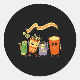 Laten we allemaal griezelige films kijken Funny Po Ronde Sticker
