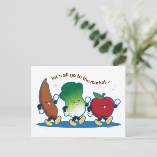 Laten we allemaal naar de markt gaan briefkaart (Staand voorkant)