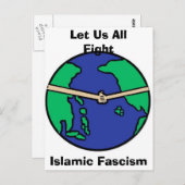 Laten we allemaal vechten, islamitisch fascisme briefkaart (Voorkant / Achterkant)