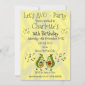 Laten we Avo-Party Avocado Pun Party Uitnodiging (Voorkant)