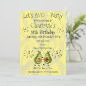 Laten we Avo-Party Avocado Pun Party Uitnodiging (Staand voorkant)