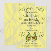 Laten we Avo-Party Avocado Pun Party Uitnodiging (Voorkant / Achterkant)