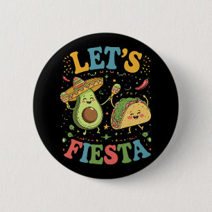Laten we Avocado en Tacos Cinco De Mayo Feesten Ronde Button 5,7 Cm