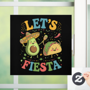 Laten we Avocado en Tacos Cinco De Mayo vieren Raamsticker