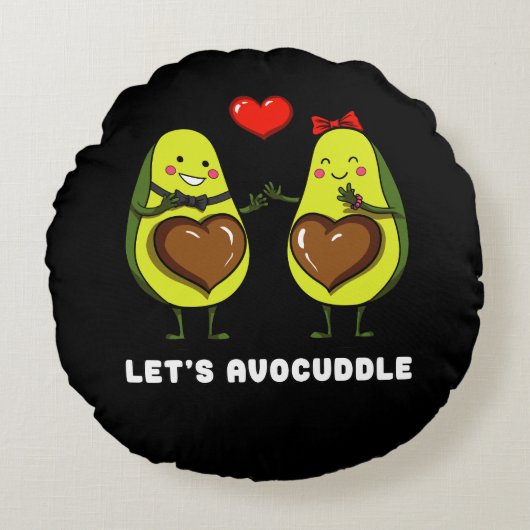 Laten we Avocuddle Cute Avocado Vegan Joke Rond Kussen (Voorkant)