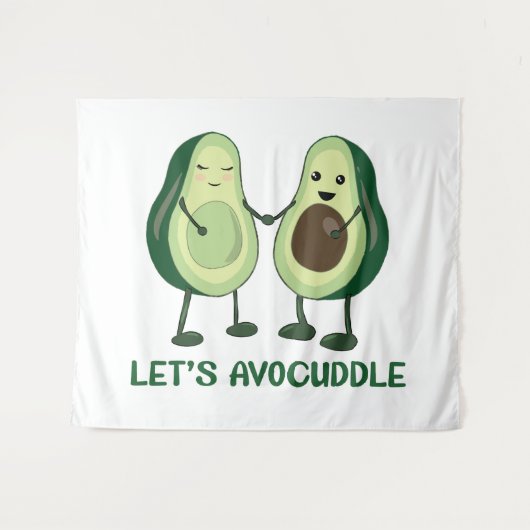 Laten we Avocuddle - Funny Avocado Pun Wandkleed (Voorkant (horizontaal))