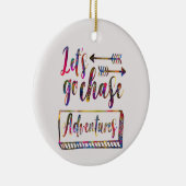 Laten we avonturen najagen Adventures Retro quote  Keramisch Ornament (Rechts)