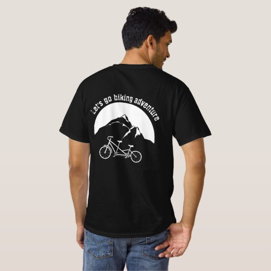 Laten we avontuurlijk mannen zwart-wit gaan fietse t-shirt (Achterkant volledig)