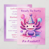 Laten we Axolotl Girl's verjaardagsfeestje vieren Briefkaart (Voorkant / Achterkant)