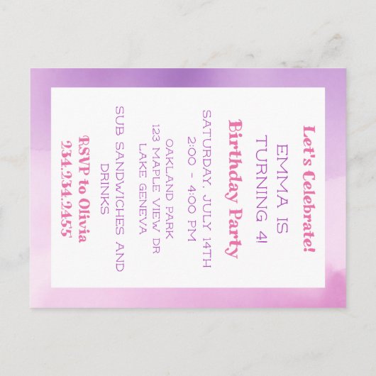 Laten we Axolotl Girl's verjaardagsfeestje vieren Briefkaart (Achterkant)