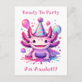 Laten we Axolotl Meisje's Verjaardagsfeestje Viere Briefkaart (Voorkant)