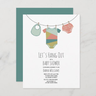 Laten we babykleding Baby shower ophangen Kaart