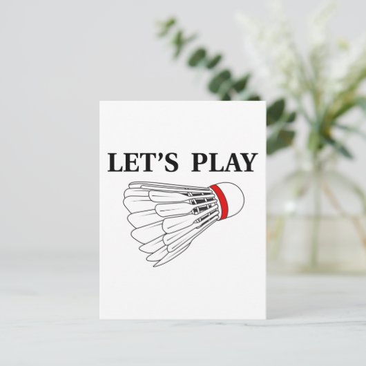 Laten we Badminton spelen Briefkaart (Staand voorkant)