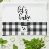 Laten we Bake Buffalo Pset Monogram Black White Theedoek (Gevouwen)