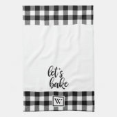 Laten we Bake Buffalo Pset Monogram Black White Theedoek (Verticaal)
